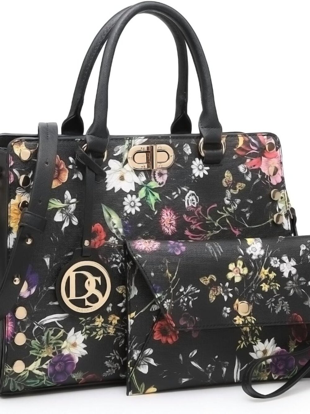 Women Medium Satchel Handbag Work Tote Shoulder Bag Top Handle Purse with Matchi